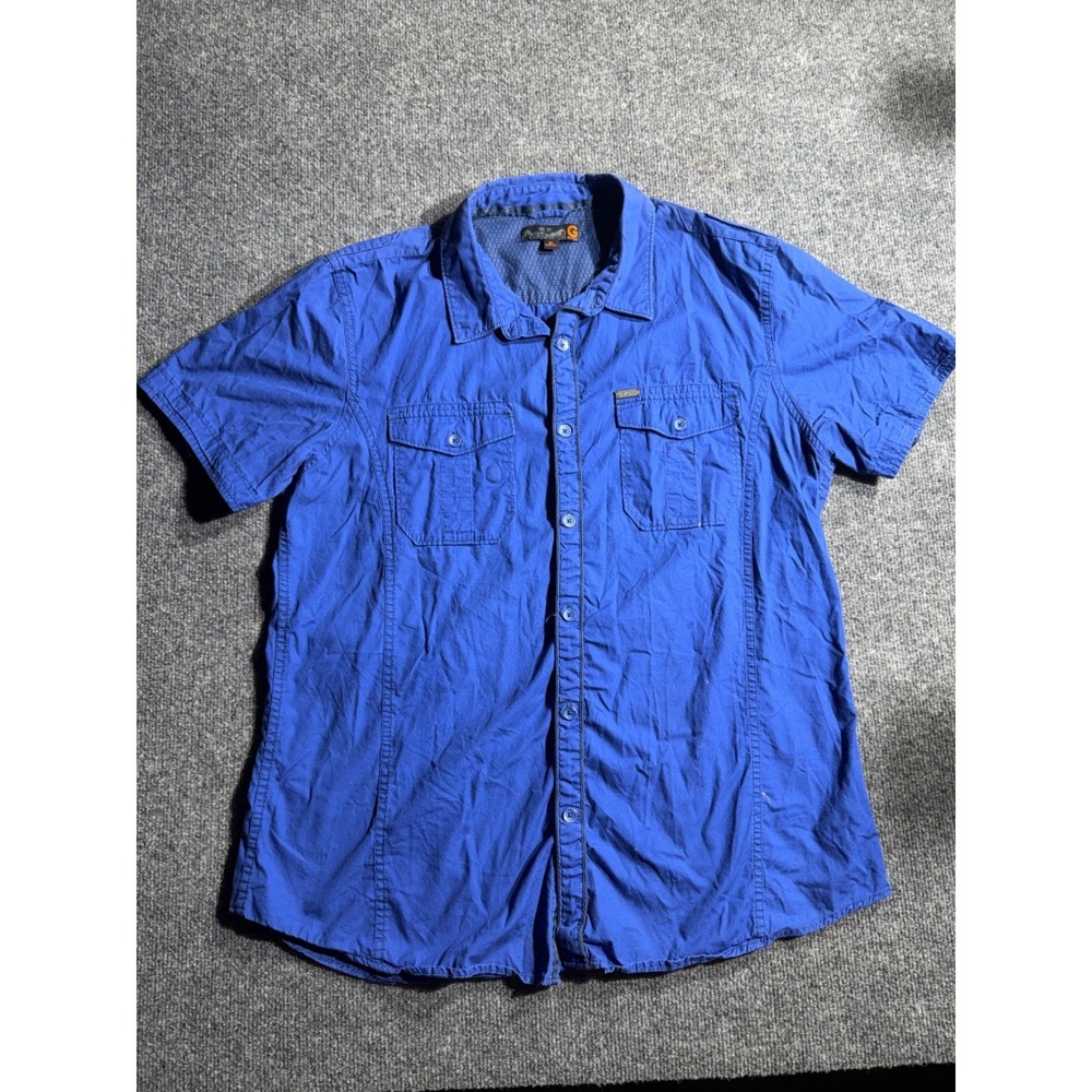 G by Guess Mens Blue Short Sleeve Button Down Utility Shirt XL Z63H1400000